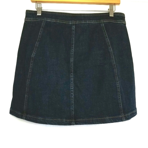 Madewell Dark Blue A-Line Jean Denim Button-Up Front Mini Skirt Sz 8 96%Cotton - Picture 3 of 10